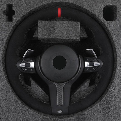 With Dry Carbon Trim Round Bottom M Sport Full Alcantara Steering Wheel for BMW F10 F30 M3 F80 M4 F82 M5 F90 F40 F44 F45 F46 F45 - YunLexus