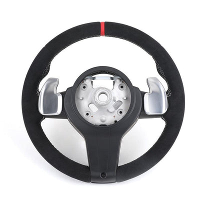 With Dry Carbon Trim Round Bottom M Sport Full Alcantara Steering Wheel for BMW F10 F30 M3 F80 M4 F82 M5 F90 F40 F44 F45 F46 F45 - YunLexus