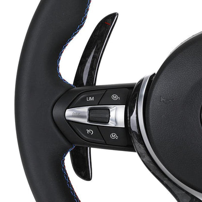 With Forged Carbon Paddle Shifters Half Perforated Leather M Sport Steering Wheel for BMW F10 F11 F12 F13 F30 X5M E70 F15 F80 M3 - YunLexus