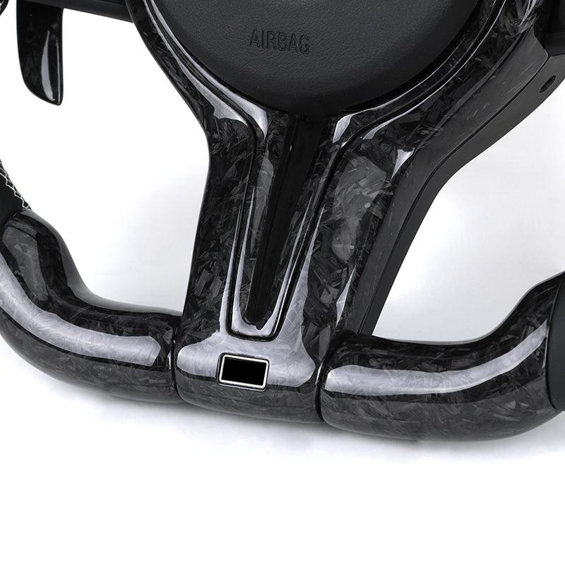 With Forged Carbon Trim Half Leather Carbon Steering Wheel for BMW X5 E70 X6 E71 X1 E84 E60 E90 E91 E92 E93 E88 Z4 E89 F10 F30 - YunLexus