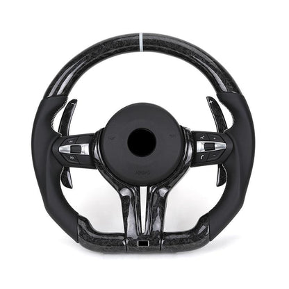 With Forged Carbon Trim Half Leather Carbon Steering Wheel for BMW X5 E70 X6 E71 X1 E84 E60 E90 E91 E92 E93 E88 Z4 E89 F10 F30 - YunLexus