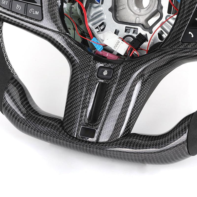 With Heated Button Half Alcantara Carbon Fiber LED Steering Wheel for BMW G82 M4 G20 G30 X3 G01 X4 G02 G11 G12 G80 G81 M8 F92 - YunLexus