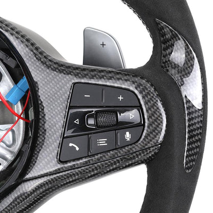 With Heated Button Half Alcantara Carbon Fiber LED Steering Wheel for BMW G82 M4 G20 G30 X3 G01 X4 G02 G11 G12 G80 G81 M8 F92 - YunLexus