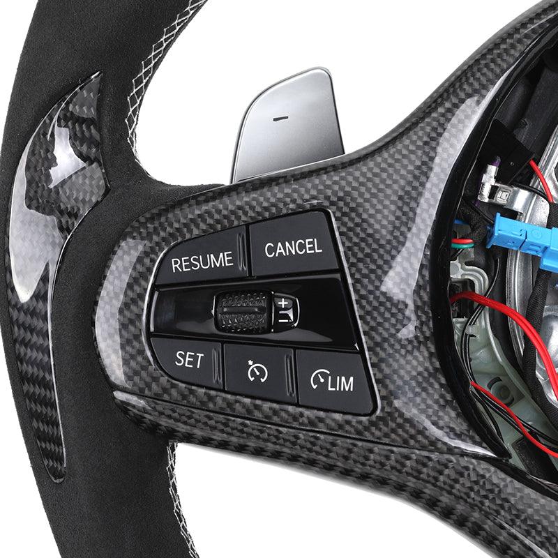 With Heated Button Half Alcantara Carbon Fiber LED Steering Wheel for BMW G82 M4 G20 G30 X3 G01 X4 G02 G11 G12 G80 G81 M8 F92 - YunLexus