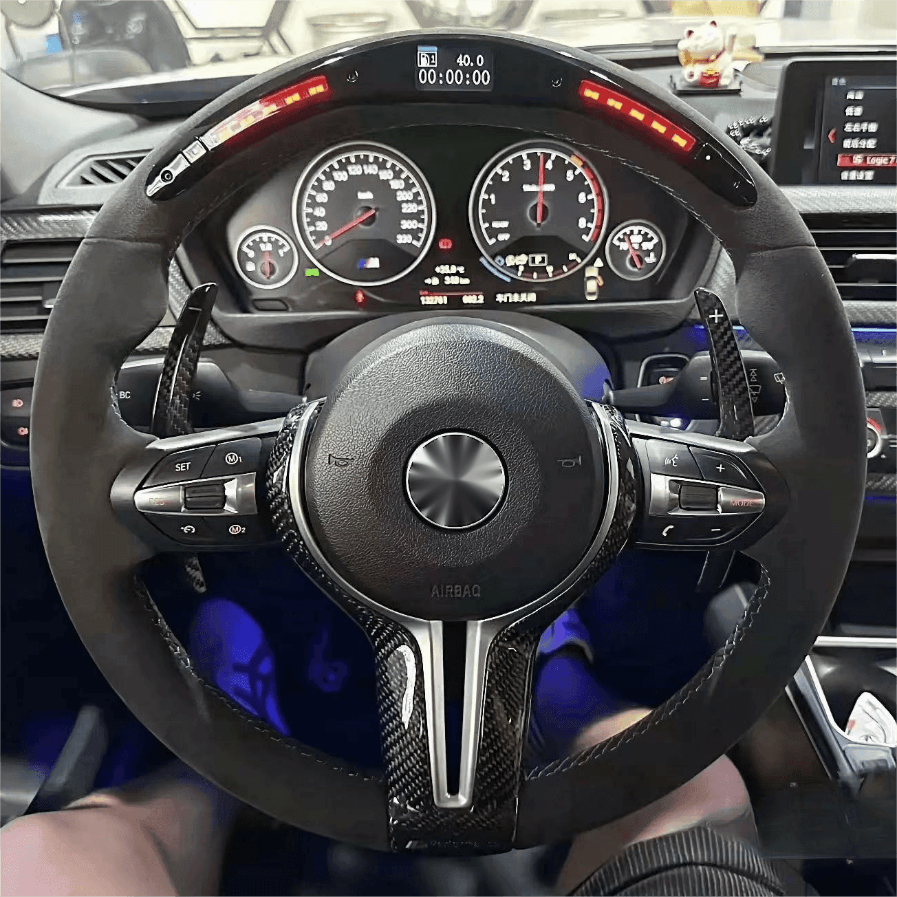 With LED Display Alcantara M Sport Volante Steering Wheel for BMW M3 M4 F10 F30 X5 E70 F15 F20 F32 F15 X1 E84 X6 E71 F02 Z4 E89 - YunLexus