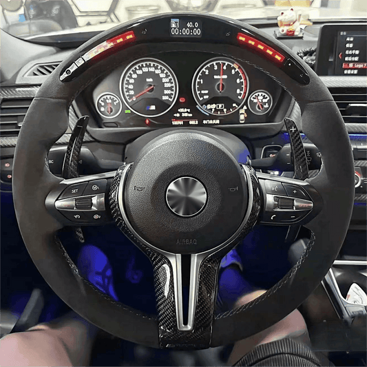 With LED Display Alcantara M Sport Volante Steering Wheel for BMW M3 M4 F10 F30 X5 E70 F15 F20 F32 F15 X1 E84 X6 E71 F02 Z4 E89 - YunLexus