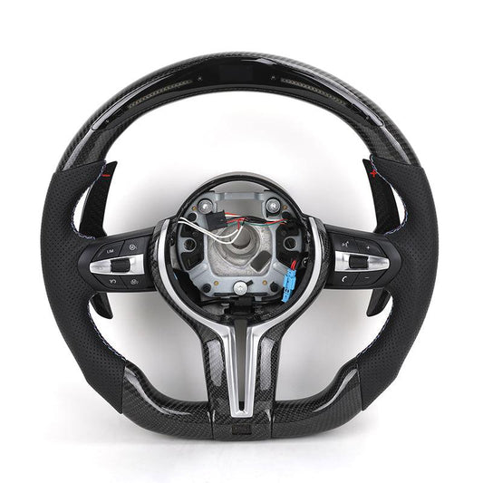 With Led Display Carbon Fiber Shift Paddle Leather M Steering Wheel for BMW F10 F30 X5 E70 E71 E60 E46 E92 E90 M3 M5 M6 - YunLexus