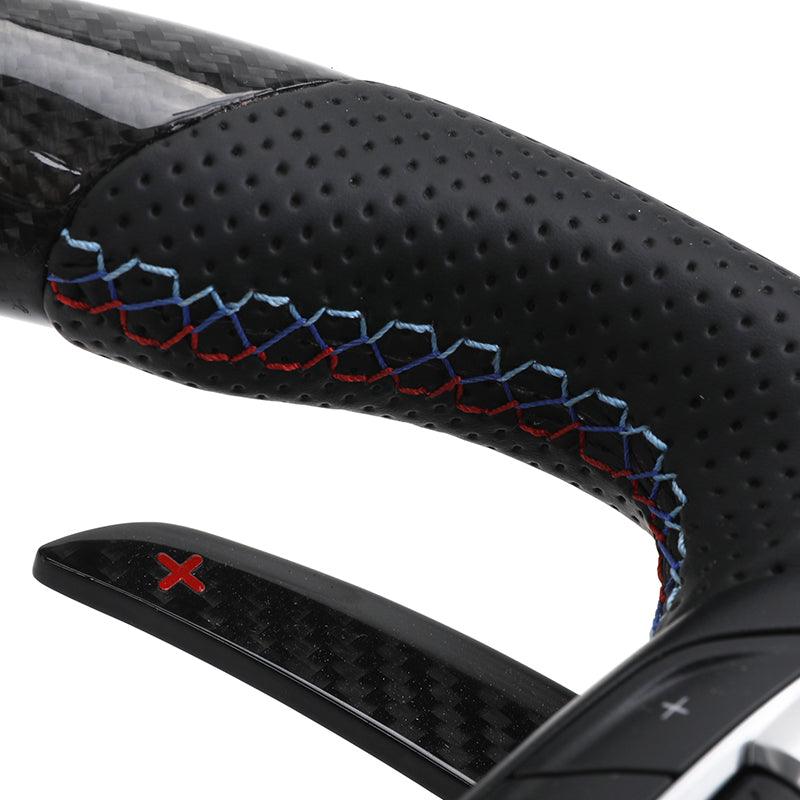 With Led Display Carbon Fiber Shift Paddle Leather M Steering Wheel for BMW F10 F30 X5 E70 E71 E60 E46 E92 E90 M3 M5 M6 - YunLexus