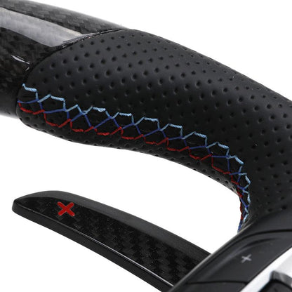 With Led Display Carbon Fiber Shift Paddle Leather M Steering Wheel for BMW F10 F30 X5 E70 E71 E60 E46 E92 E90 M3 M5 M6 - YunLexus