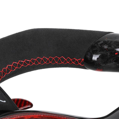 With LED Display Half Alcantara Red Forged Carbon Steering Wheel for BMW F10 F20 F30 F32 F36 F80 M3 F82 M4 M2 F87 M5 F90 E90 E92 - YunLexus