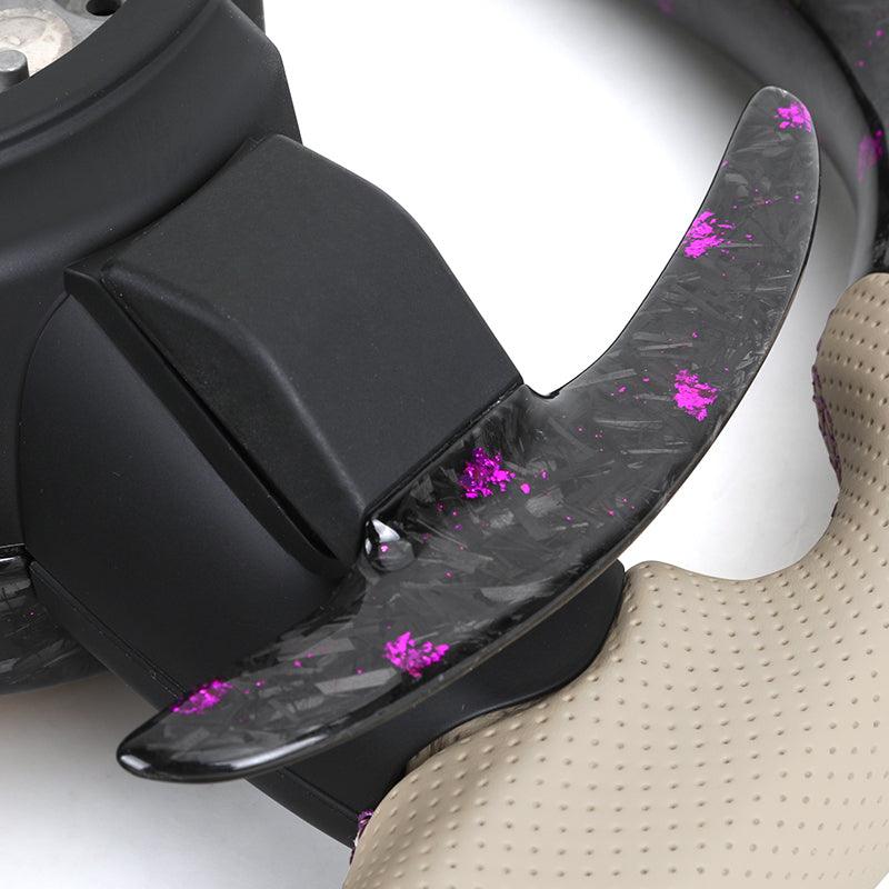 With LED Display Half Leather Purple Forged Carbon Steering Wheel for BMW M4 F82 M2 F87 M5 F90 F80 M3 F10 F30 F32 X6 F16 E90 M6 - YunLexus