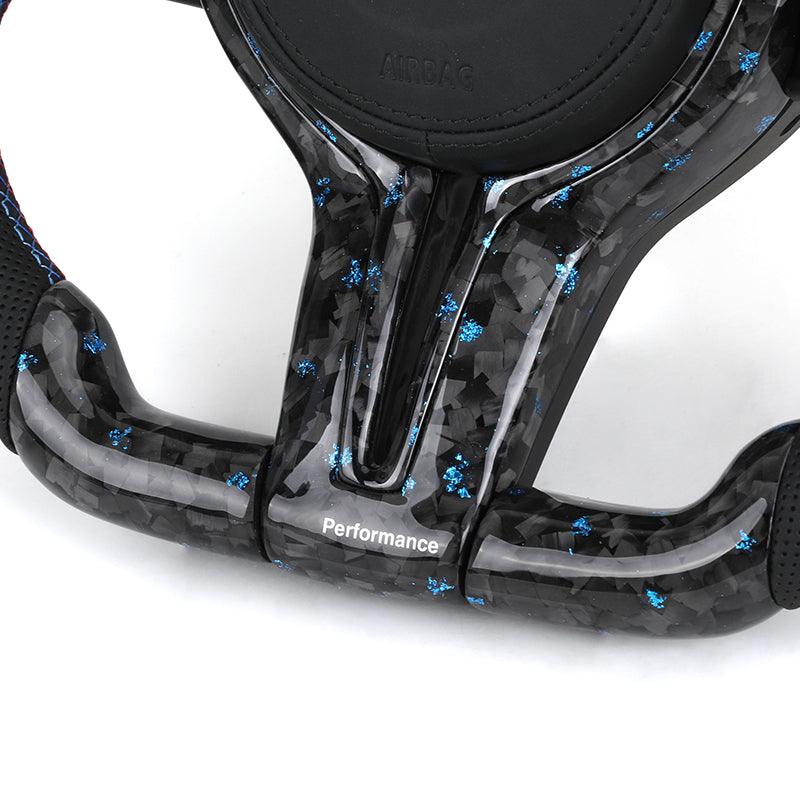 With LED Display Leather Forged Carbon M Sport Steering Wheel for BMW F10 F15 F20 F22 F30 F32 F36 M4 F82 M3 F80 E87 E90 E92 E60 - YunLexus