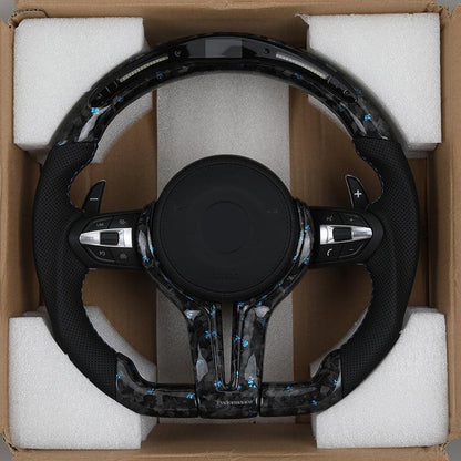 With LED Display Leather Forged Carbon M Sport Steering Wheel for BMW F10 F15 F20 F22 F30 F32 F36 M4 F82 M3 F80 E87 E90 E92 E60 - YunLexus