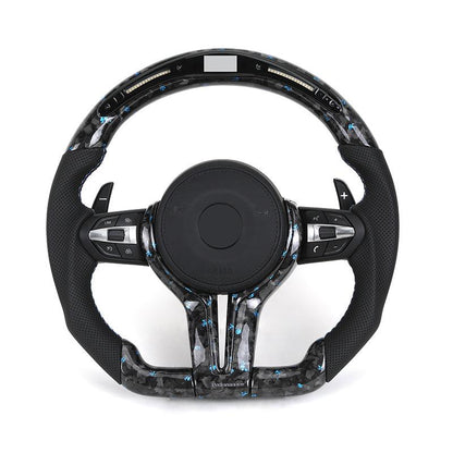 With LED Display Leather Forged Carbon M Sport Steering Wheel for BMW F10 F15 F20 F22 F30 F32 F36 M4 F82 M3 F80 E87 E90 E92 E60 - YunLexus