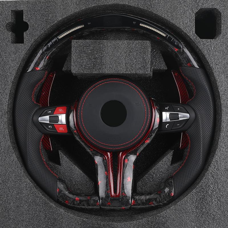 With Led Display M Sport Red Forged Carbon Fiber Steering Wheel for BMW M3 F80 M4 F82 E90 E91 E92 X5 F15 X6 F16 F10 F30 F32 F36 - YunLexus