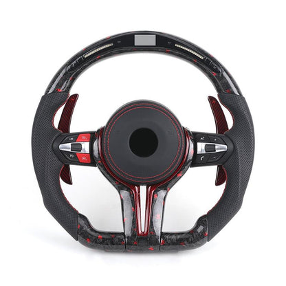 With Led Display M Sport Red Forged Carbon Fiber Steering Wheel for BMW M3 F80 M4 F82 E90 E91 E92 X5 F15 X6 F16 F10 F30 F32 F36 - YunLexus
