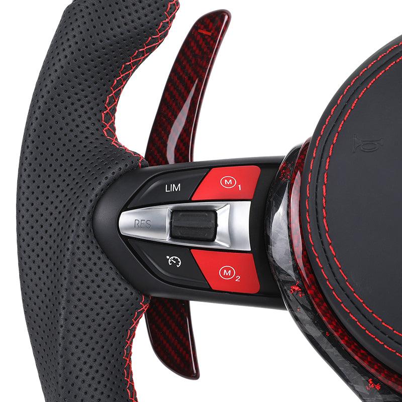 With Led Display M Sport Red Forged Carbon Fiber Steering Wheel for BMW M3 F80 M4 F82 E90 E91 E92 X5 F15 X6 F16 F10 F30 F32 F36 - YunLexus