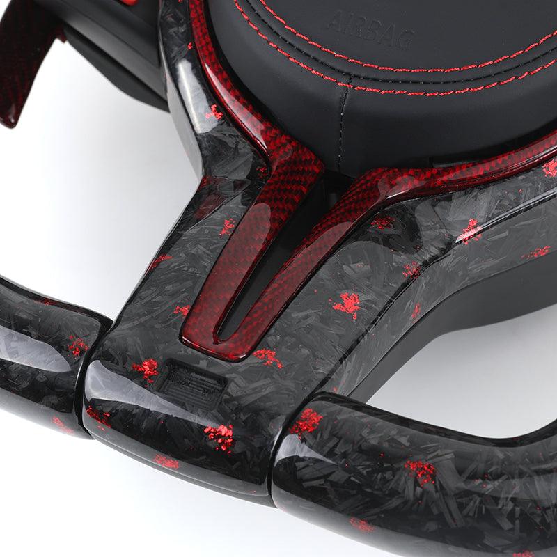 With Led Display M Sport Red Forged Carbon Fiber Steering Wheel for BMW M3 F80 M4 F82 E90 E91 E92 X5 F15 X6 F16 F10 F30 F32 F36 - YunLexus