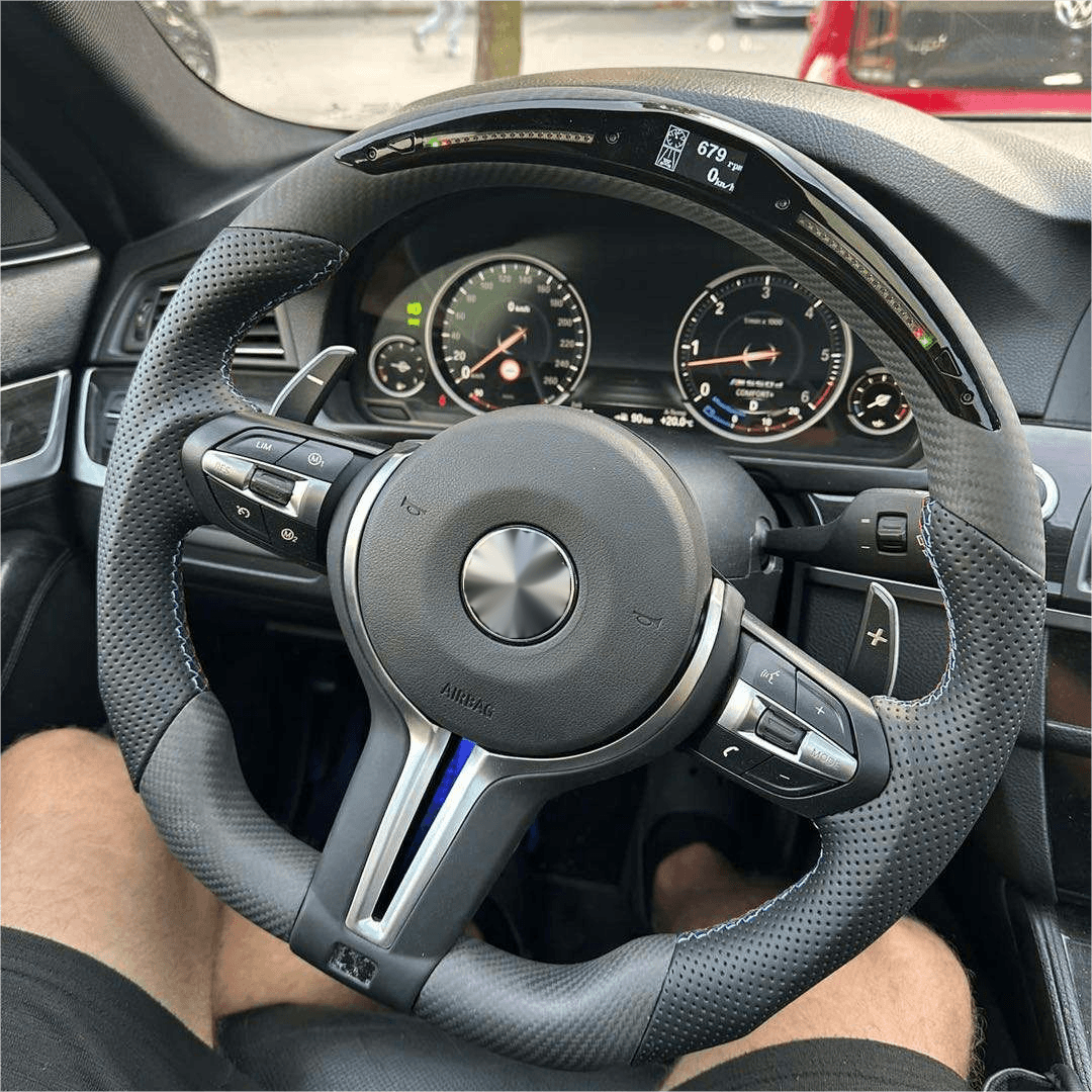 With Led Display Pre Impregnated Carbon Leather M Sport Steering Wheel for BMW F Series F10 F30 F31 F20 F21 F22 F32 F01 F02 F06 - YunLexus