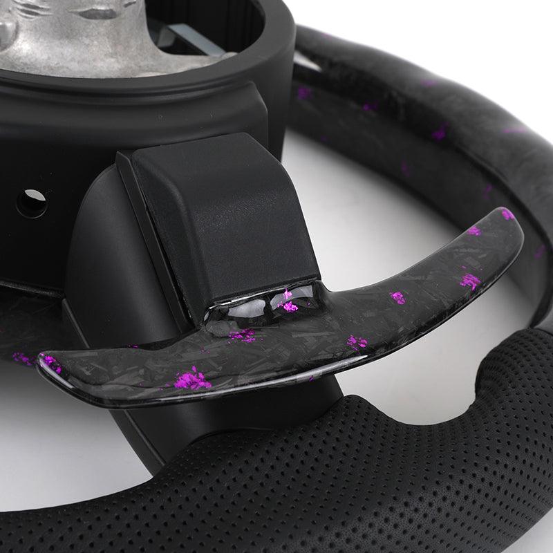 With LED Display Purple Leather Forged Carbon Fiber Steering Wheel for BMW F10 F30 F32 M3 F80 M4 F82 M5 F90 X5M F85 E90 E92 E93 - YunLexus