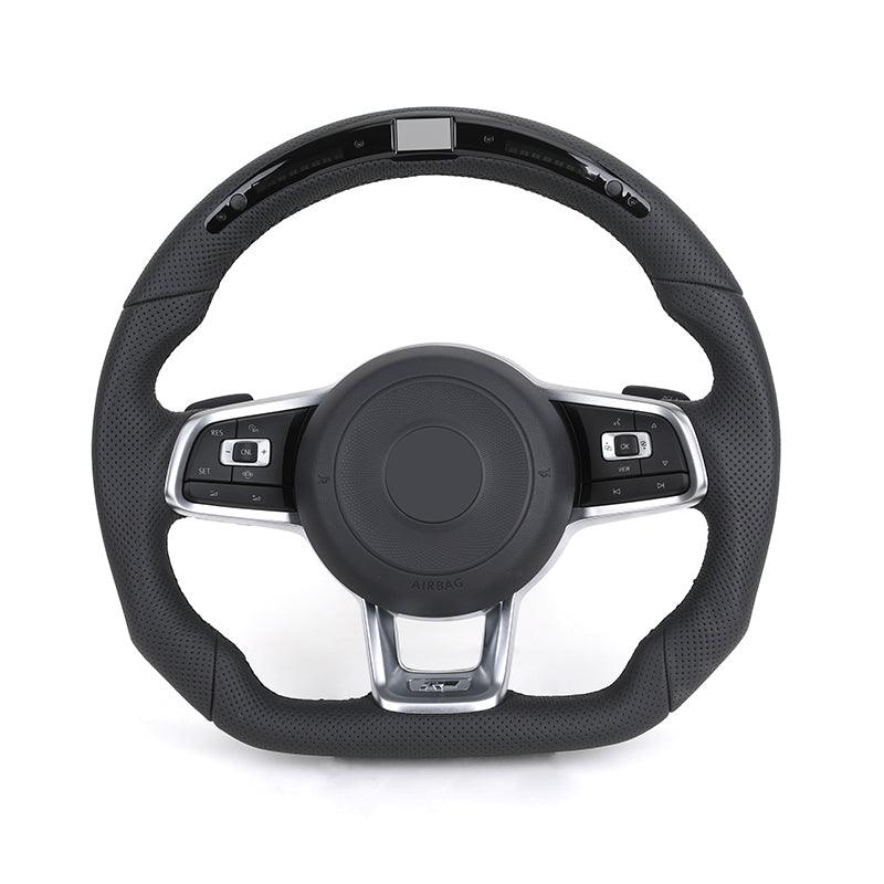 With Led Display R Full Perforated Leather Steering Wheel for VW Volkswagen Golf R 6 7 8 MK6 MK7 Gti Passat B6 Polo Jetta Tiguan - YunLexus Custom Custom Steering Wheels for Volkswagen