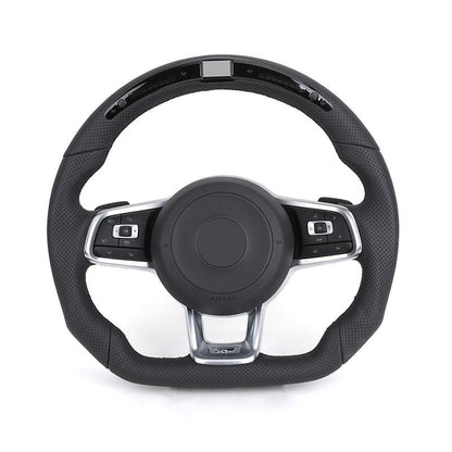 With Led Display R Full Perforated Leather Steering Wheel for VW Volkswagen Golf R 6 7 8 MK6 MK7 Gti Passat B6 Polo Jetta Tiguan - YunLexus Custom Custom Steering Wheels for Volkswagen