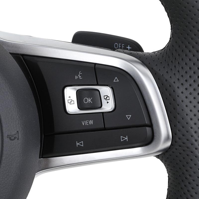 With Led Display R Full Perforated Leather Steering Wheel for VW Volkswagen Golf R 6 7 8 MK6 MK7 Gti Passat B6 Polo Jetta Tiguan - YunLexus Custom Custom Steering Wheels for Volkswagen