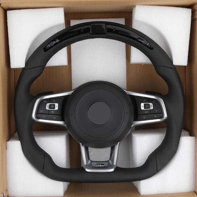 With Led Display R Full Perforated Leather Steering Wheel for VW Volkswagen Golf R 6 7 8 MK6 MK7 Gti Passat B6 Polo Jetta Tiguan - YunLexus Custom Custom Steering Wheels for Volkswagen