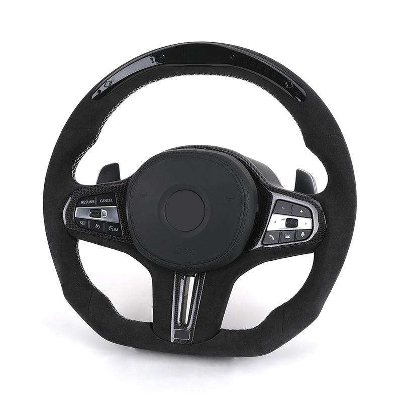 With LED Display Volant Lenkrad D-Shape Alcantara Steering Wheel for BMW M3 M4 M5 G20 G28 G29 G30 G32 G38 G11 G12 G05 G01 G02 - YunLexus