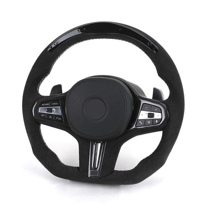 With LED Display Volant Lenkrad D-Shape Alcantara Steering Wheel for BMW M3 M4 M5 G20 G28 G29 G30 G32 G38 G11 G12 G05 G01 G02 - YunLexus