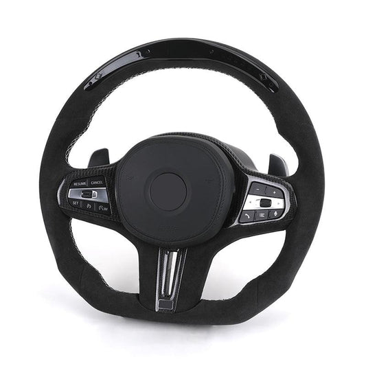 With LED Display Volant Lenkrad D-Shape Alcantara Steering Wheel for BMW M3 M4 M5 G20 G28 G29 G30 G32 G38 G11 G12 G05 G01 G02 - YunLexus