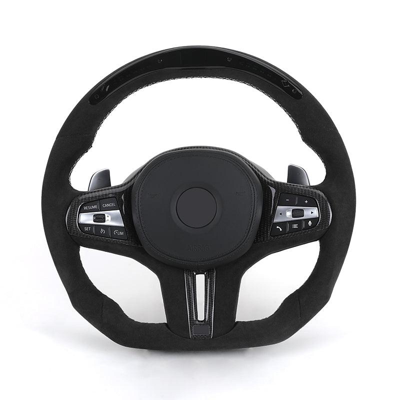 With LED Display Volant Lenkrad D-Shape Alcantara Steering Wheel for BMW M3 M4 M5 G20 G28 G29 G30 G32 G38 G11 G12 G05 G01 G02 - YunLexus