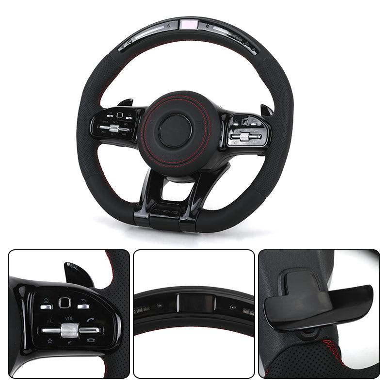 With Led Display Volant Lenkrad Full Leather Steering Wheel for Mercedes Benz W204 W205 W206 W221 S221 W222 W213 C180 AMG - YunLexus Custom Custom Steering Wheels for Mercedes