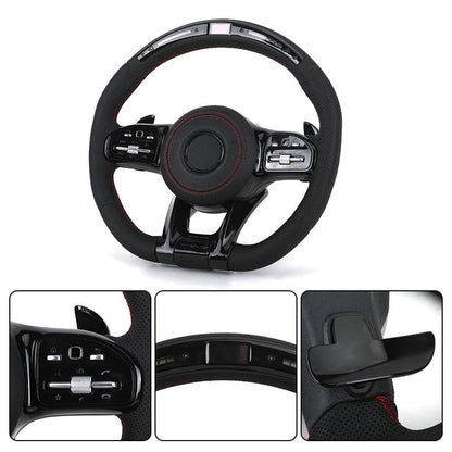 With Led Display Volant Lenkrad Full Leather Steering Wheel for Mercedes Benz W204 W205 W206 W221 S221 W222 W213 C180 AMG - YunLexus Custom Custom Steering Wheels for Mercedes