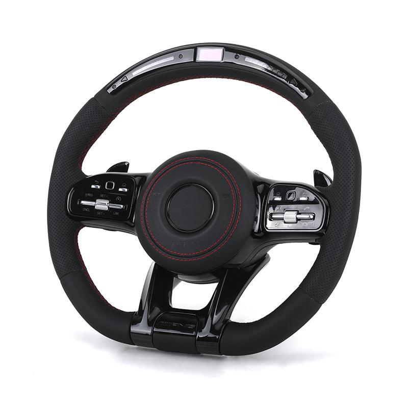 With Led Display Volant Lenkrad Full Leather Steering Wheel for Mercedes Benz W204 W205 W206 W221 S221 W222 W213 C180 AMG - YunLexus Custom Custom Steering Wheels for Mercedes