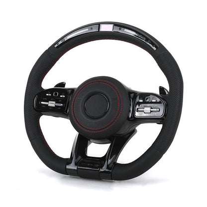 With Led Display Volant Lenkrad Full Leather Steering Wheel for Mercedes Benz W204 W205 W206 W221 S221 W222 W213 C180 AMG - YunLexus Custom Custom Steering Wheels for Mercedes