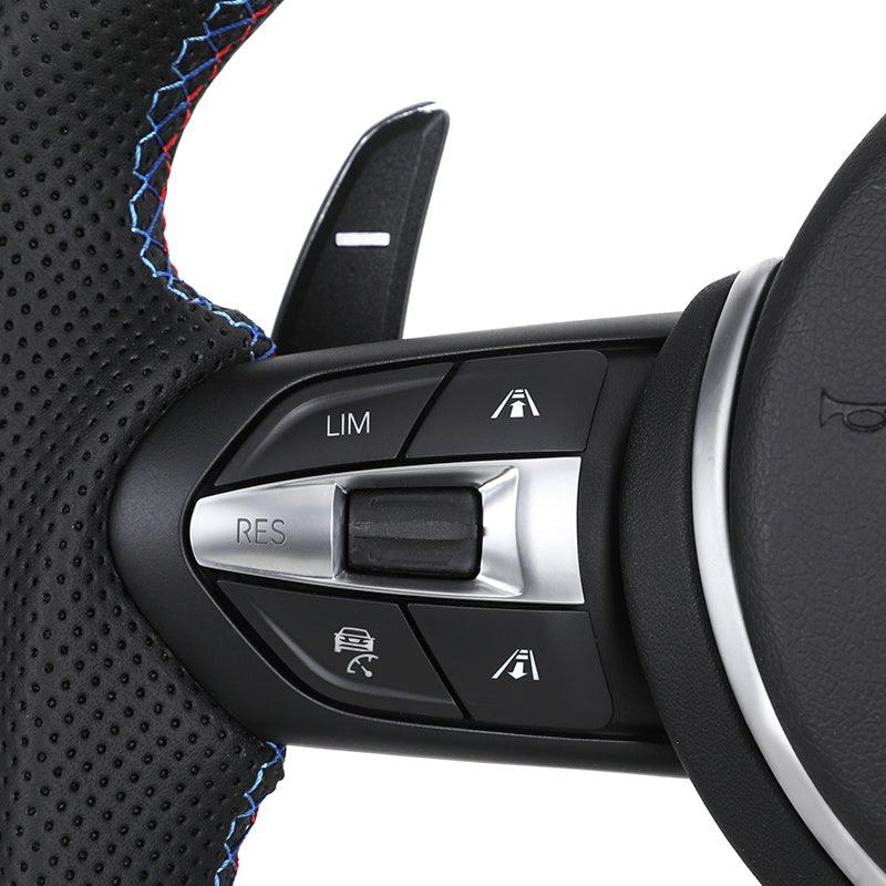 With LED Flat Bottom Full Perforated Leather Steering Wheel for BMW F01 F07 F06 F10 F20 F25 F30 F32 F36 X5m F85 E39 E60 E90 E92 - YunLexus