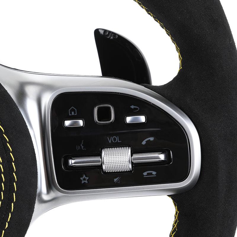 With Led Half Alcantara Leather Volant Carbon Fiber Steering Wheel for Mercedes Benz C63s W205 W176 W221 Cls C219 Cla C117 AMG - YunLexus Custom Custom Steering Wheels for Mercedes