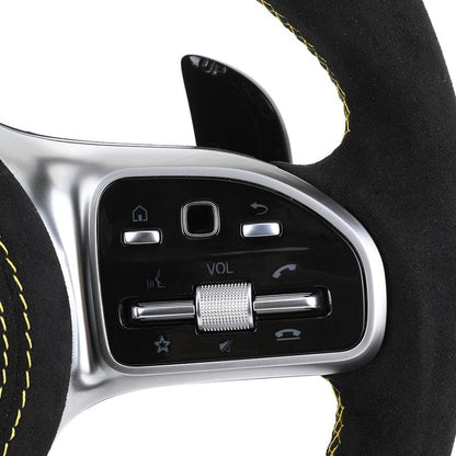 With Led Half Alcantara Leather Volant Carbon Fiber Steering Wheel for Mercedes Benz C63s W205 W176 W221 Cls C219 Cla C117 AMG - YunLexus Custom Custom Steering Wheels for Mercedes