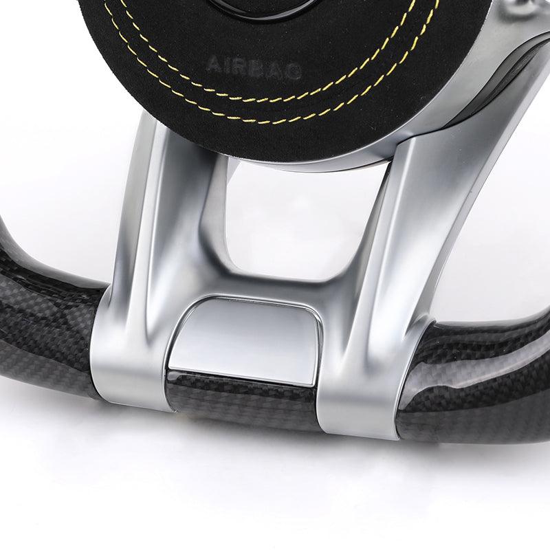 With Led Half Alcantara Leather Volant Carbon Fiber Steering Wheel for Mercedes Benz C63s W205 W176 W221 Cls C219 Cla C117 AMG - YunLexus Custom Custom Steering Wheels for Mercedes