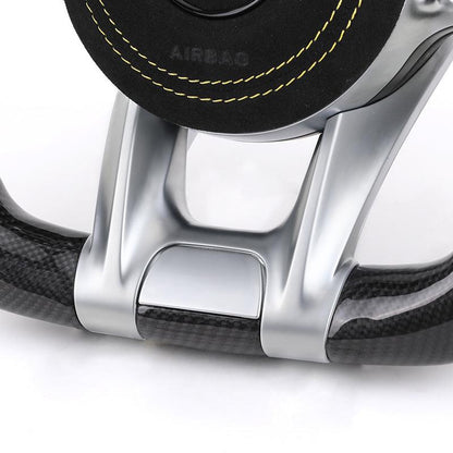 With Led Half Alcantara Leather Volant Carbon Fiber Steering Wheel for Mercedes Benz C63s W205 W176 W221 Cls C219 Cla C117 AMG - YunLexus Custom Custom Steering Wheels for Mercedes