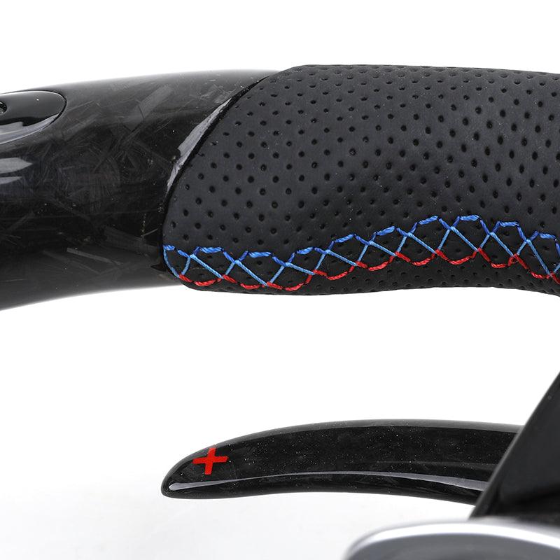 With LED M Sport Forged Carbon Fiber Steering WHeel for BMW F30 F10 M5 F90 F20 X5 E70 X6 X6M E71 E46 M3 E39 E60 E92 M4 G20 G30 - YunLexus