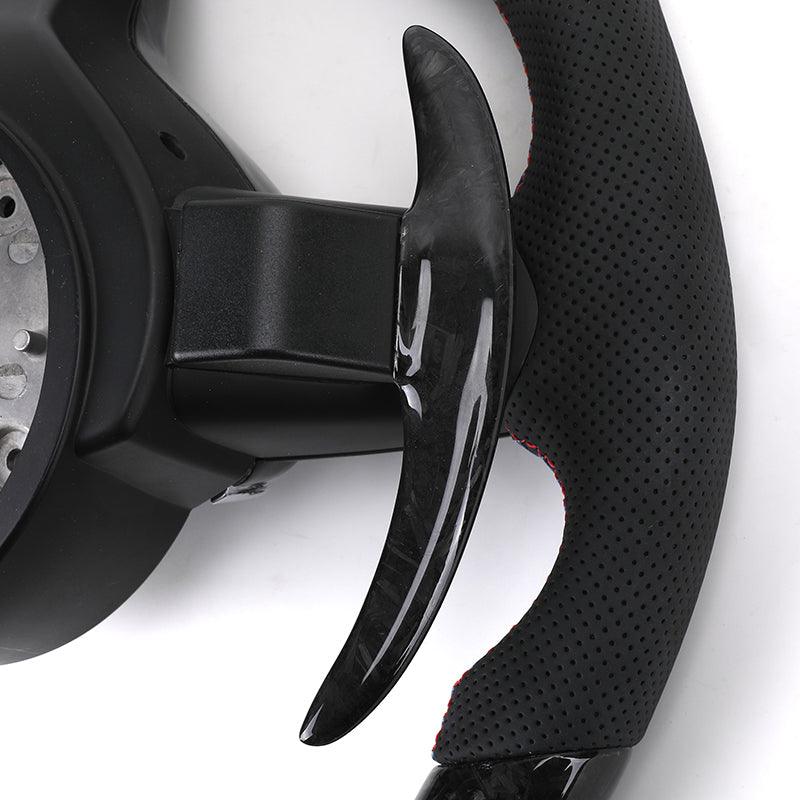 With LED M Sport Forged Carbon Fiber Steering WHeel for BMW F30 F10 M5 F90 F20 X5 E70 X6 X6M E71 E46 M3 E39 E60 E92 M4 G20 G30 - YunLexus