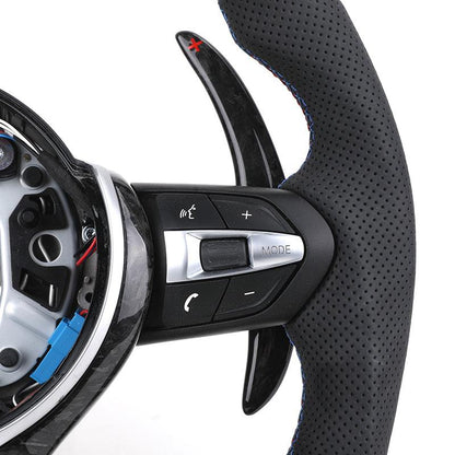 With LED M Sport Forged Carbon Fiber Steering WHeel for BMW F30 F10 M5 F90 F20 X5 E70 X6 X6M E71 E46 M3 E39 E60 E92 M4 G20 G30 - YunLexus