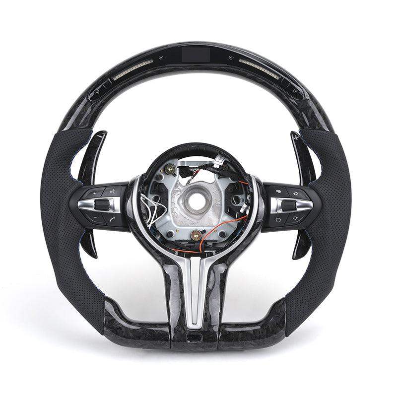 With LED M Sport Volant Forged Carbon Shift Paddle Steering Wheel for BMW 3 Series E90 E92 E81 E82 E87 E88 X1 E84 X5 E70 X6 E71 - YunLexus