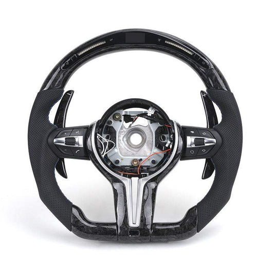 With LED M Sport Volant Forged Carbon Shift Paddle Steering Wheel for BMW 3 Series E90 E92 E81 E82 E87 E88 X1 E84 X5 E70 X6 E71 - YunLexus