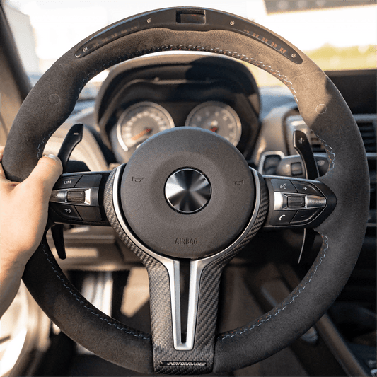 With LED Volant Alcantara Leather M Performance Steering Wheel for BMW F10 M5 F90 F30 F15 E90 E92 F80 M3 X5 F15 E70 X6 F16 E71 - YunLexus