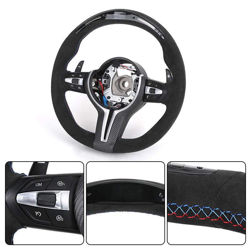 With LED Volant Alcantara Leather M Performance Steering Wheel for BMW F10 M5 F90 F30 F15 E90 E92 F80 M3 X5 F15 E70 X6 F16 E71 - YunLexus