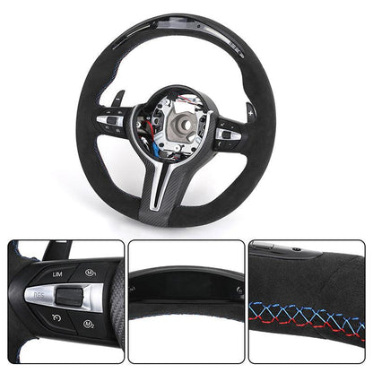 With LED Volant Alcantara Leather M Performance Steering Wheel for BMW F10 M5 F90 F30 F15 E90 E92 F80 M3 X5 F15 E70 X6 F16 E71 - YunLexus
