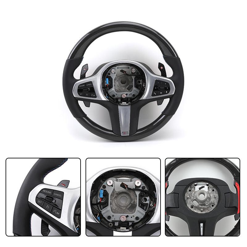 With M Performance Paddle Shifters Custom Carbon Fiber Car Steering Wheel for BMW 5 7 Series G30 G31 G38 G11 G12 X7 G07 - YunLexus